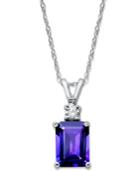 14k White Gold Necklace, Amethyst (1-5/8 Ct. T.w.) And Diamond Accent Pendant