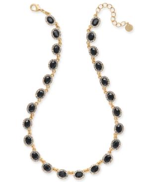 Charter Club Gold-tone Crystal & Oval Stone Collar Necklace, 17 + 2' Extender, Created For Macy's