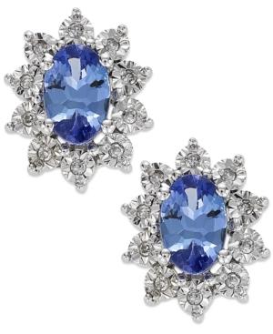 Tanzanite (3/4 Ct. T.w.) And Diamond Accent Stud Earrings In 10k White Gold