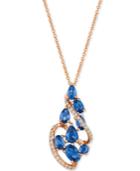 Le Vian Blueberry Sapphire (2-3/8 Ct. T.w.) & Diamond (1/5 Ct. T.w.) 18 Pendant Necklace In 14k Rose Gold
