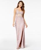 City Studios Juniors' Embroidered Glitter Lace Gown