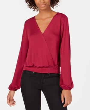 Crave Fame Juniors' Banded-hem Surplice Blouse