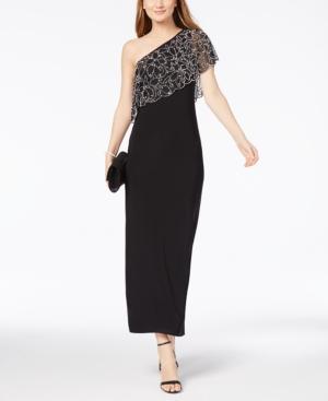 Msk Embellished Ruffle One-shoulder Gown