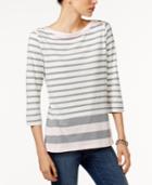 Tommy Hilfiger Esme Metallic-detail Striped Top, Only At Macy's