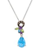 Le Vian Chocolatier Crazy Collection Multi-gemstone (3-1/10 Ct. T.w.) And Diamond Accent Teardrop Pendant Necklace In 14k White Gold