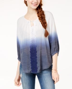 Bcx Juniors' Crochet-trim Ombre Blouse