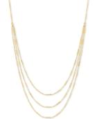 Bead & Bar Triple Layer 17 Statement Necklace In 10k Gold