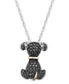 Diamond Necklace, Sterling Silver And 14k Gold Black Diamond Dog Pendant (1/5 Ct. T.w.)