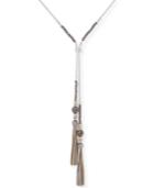 Nine West Tri-tone Crystal, Bead & Fringe 36 Lariat Necklace