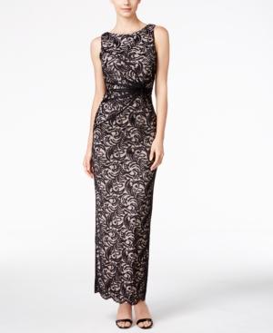 Calvin Klein V-back Lace Twist Column Gown