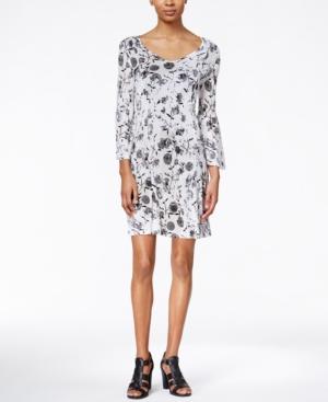 Kensie Floral-print Three-quarter-sleeve Dress