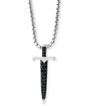 Effy Men's Black Sapphire Sword Pendant Necklace (3/4 Ct. T.w.) In Sterling Silver