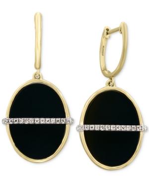 Eclipse By Effy Black Onyx (16 X 12mm) And Diamond (1/10 Ct. T.w.) Oval Drop Earrings In 14k Gold