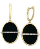 Eclipse By Effy Black Onyx (16 X 12mm) And Diamond (1/10 Ct. T.w.) Oval Drop Earrings In 14k Gold