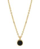 2028 14k Gold Dipped Small Round Enamel Necklace 16