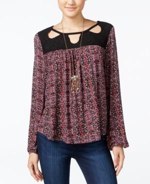 Jessica Simpson Fifi Printed Cutout Peasant Top