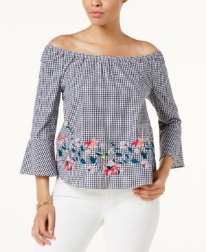 Bcx Juniors' Cotton Embroidered Off-the-shoulder Top