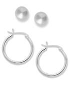 Touch Of Silver Earrings Set, Silver Plated Hoop And Stud Earrings