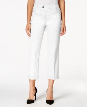 Style & Co. Petite Rhinestone-trim Cropped Pants, Only At Macy's