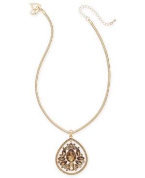 Thalia Sodi Gold-tone Yellow Crystal Pendant Necklace, Created For Macy's