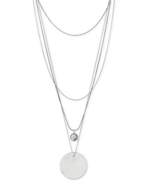 Vince Camuto Silver-tone Multi-layer Disc Pendant Necklace