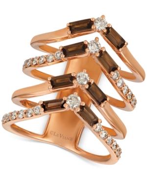 Le Vian Baguette Frenzy Smoky Quartz (9/10 Ct. T.w.) & Nude Diamond (5/8 Ct. T.w.) Chevron Statement Ring In 14k Rose Gold