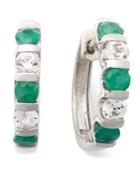 Sterling Silver Earrings, Emerald And White Saphire Channel Hoop Earrings (2-1/3 Ct. T.w.)