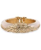 Betsey Johnson Gold-tone Enamel And Crystal Wing Bangle Bracelet