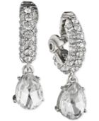 Anne Klein Silver-tone Crystal Drop Clip-on Earrings