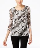Alfani Petite Printed Tiered Top, Only At Macy's