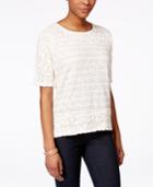 Style & Co. Crochet-trim Striped Top, Only At Macy's