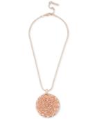 Kenneth Cole New York Rose Gold-tone Pink Imitation Pearl Woven Pendant Necklace, 15 + 3 Extender