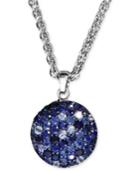 Saph Splash By Effy Sapphire Pave Button Pendant (3-5/8 Ct. T.w.) In Sterling Silver