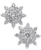 Diamond Flower Cluster Stud Earrings (1-1/2 Ct. T.w.) In 14k White Gold