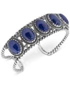 Carolyn Pollack Lapis Lazuli Decorative Cuff Bracelet In Sterling Silver
