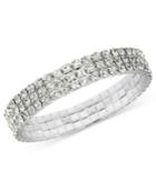 2028 Bracelet, Silver-tone Clear Crystal Stretch Bracelet