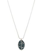 Kenneth Cole New York Silver-tone Glitter Oval Pendant Necklace