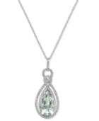 Green Amethyst (3 Ct. T.w.) & White Topaz (1/2 Ct. T.w.) Teardrop Pendant Necklace In Sterling Silver