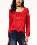 I.n.c. Sequined Embroidered Top, Created For Macy's