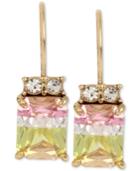 Betsey Johnson Gold-tone Faceted Color Cubic Zirconia Drop Earrings