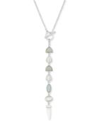 Lucky Brand Silver-tone Stone 23 Lariat Necklace