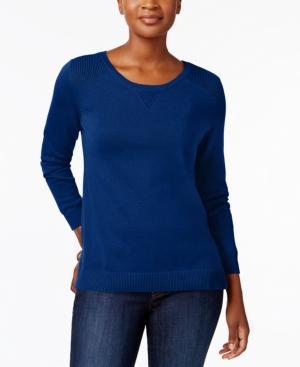 Karen Scott Side-slit Cotton Sweater, Created For Macy's