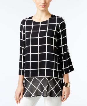 Alfani Printed Layered-look Mixed-media Tunic, Only At Macy's