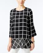 Alfani Printed Layered-look Mixed-media Tunic, Only At Macy's