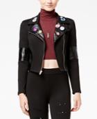 Dreamworks Trolls Juniors' Faux-leather-trim Moto Jacket With Pins