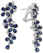 Royal Bleu By Effy Sapphire (9 Ct. T.w.) And Diamond (3/4 Ct. T.w.) Drop Earrings In 14k White Gold, Created For Macy's