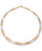 Giani Bernini Tri-tone Floral Collar Necklace In 18k Gold, Rose Gold And Sterling Silver, Only At Macy's