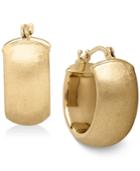 Satin Huggie Hoop Earrings In 14k Gold