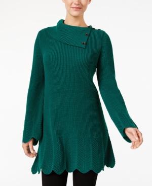 Style & Co Envelope-neck Scallop-detail Tunic, Created For Macy's