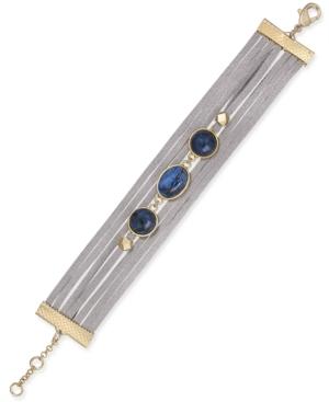 Inc International Concepts Gold-tone Faux-suede And Semi-precious Stone Wrap Bracelet, Only At Macy's